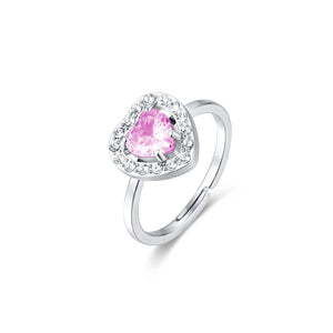 Anello modello a Cuore Rosa e cristalli