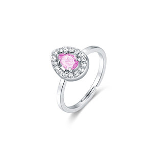 Anello modello a Goccia Rosa e cristalli