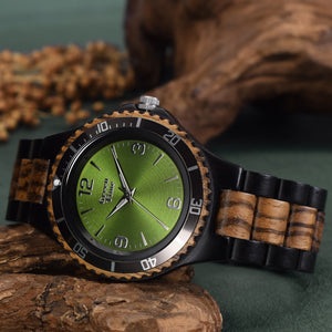 Orologio ebano e legno zebrato