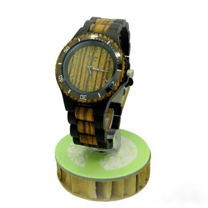 Orologio legno di zebra e ebano