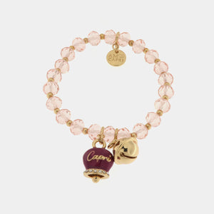 Bracciale in Metallo campanella viola e piccolo sonaglio con pietre rosa