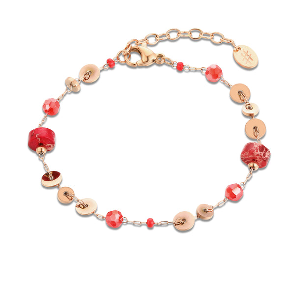 Bracciale con Pietre e Cristalli Rossi